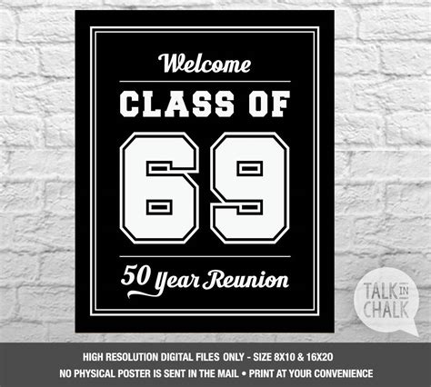 Class Of 1969 Printable Welcome Sign Class Of 69 50 Year Reunion