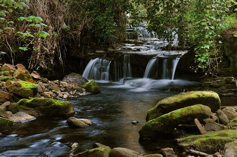 Download Wallpaper Waterfall Stones Small River Nature Free Desktop