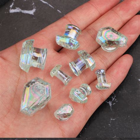 Pairs Flare Clear Glass Plugs 2g 0g 00g 1 2 Coffin Etsy