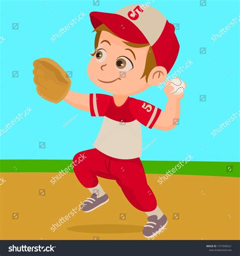 Boy Playing Baseball Little Boy Baseball Stock Vector Royalty Free