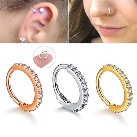 2018 Trendy Crystals Nose Ring Vintage Rhinestone Copper Nose Hoop Septum Ring For Women Femme