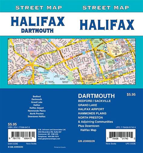 Halifax Dartmouth Nova Scotia Street Map By Gm Johnson