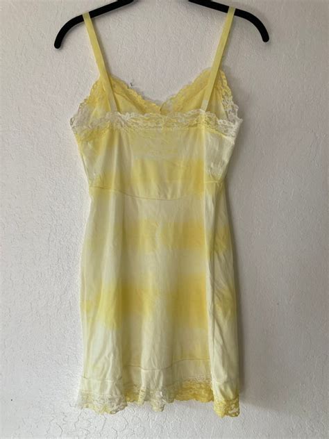 1950s Sunny Golden Yellow Lace Tye Die Slip Dress Tun Gem