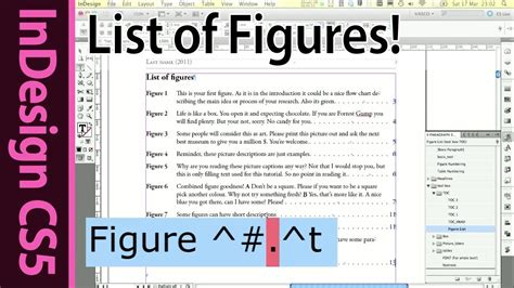 Indesign List Of Figures And Tables Tutorial Youtube