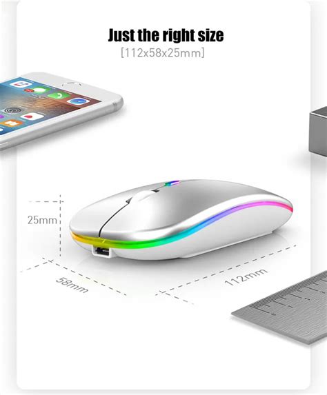 New Ultra Thin Mini Wireless Mouse Silent Mute Rechargeable Led