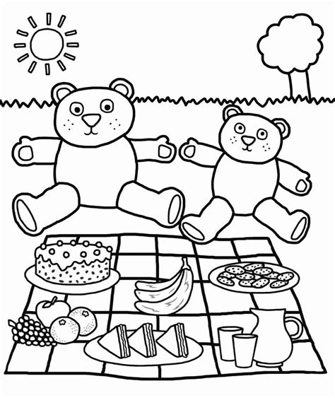 Picnic food coloring page from picnic category. Picnic Food Coloring Pages Inspirational Children Picnic ...