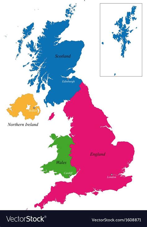 United Kingdom Map Vector Image On Vectorstock Map United Kingdom
