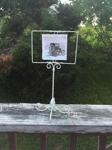 Display Stand Picture Frame Stand Photo Display Wire Frame White Shabby