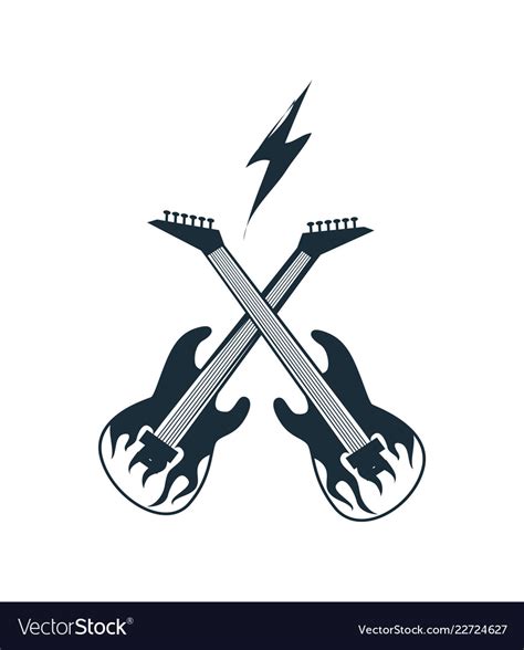 Two Crossed Electric Guitar Royalty Free Vector Image