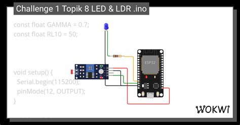 Challenge 1 Topik 8 LED LDR Ino Wokwi ESP32 STM32 Arduino Simulator