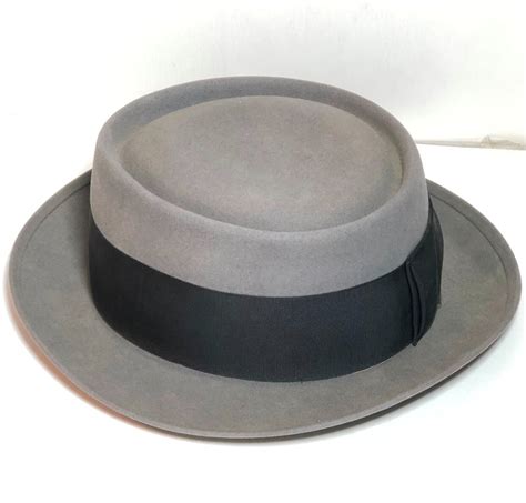 Vintage Stetson Fedora Hat Royal Deluxe Pork Pie Gray 6 78 Black Band