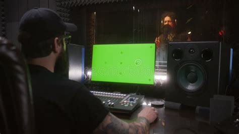 Sound Engineer Works on PC in Music Recording Studio Stock Image ...