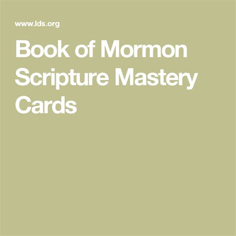 Book Of Mormon Scripture Mastery Cards Book Of Mormon Scriptures