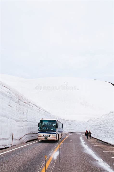 Road Between Snow Wall Tateyama Kurobe Alpine Toyama Japan Editorial