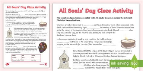 All Souls Day Activity Ks2 Saints Resources