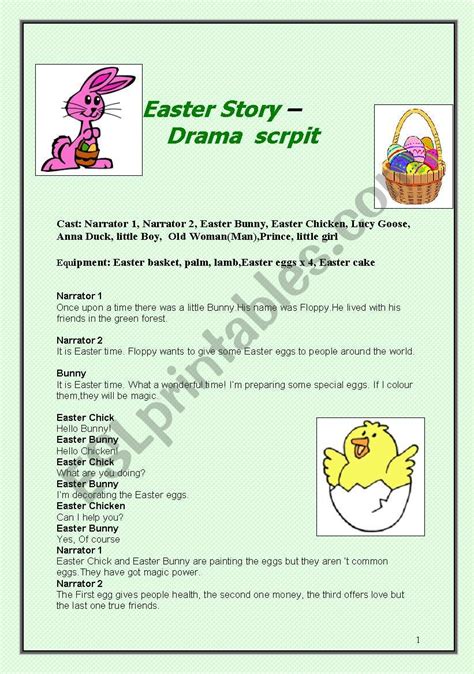 Easter Story Drama Script For Children Esl Worksheet By Malniedz