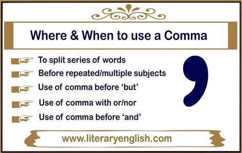 When To Use A Comma Correctly In A Sentence Literary English