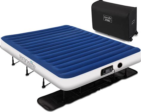Serenelife Ez Air Mattress W Frame And Rolling Case Foldable Self Inflating Air Bed W Pump