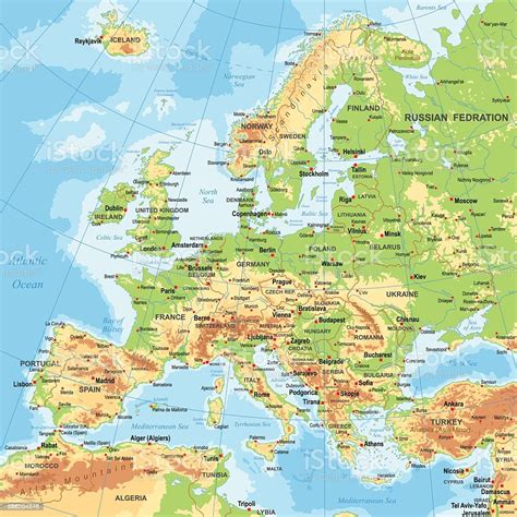 Europe Physical Map Stock Illustration Download Image Now Istock