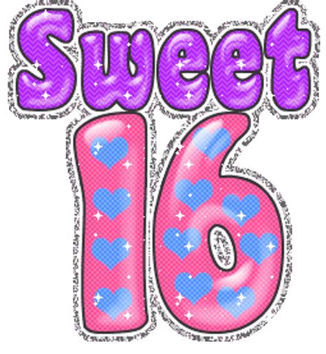Happy Sweet 16th Birthday Sparkling Text Flowers Art 