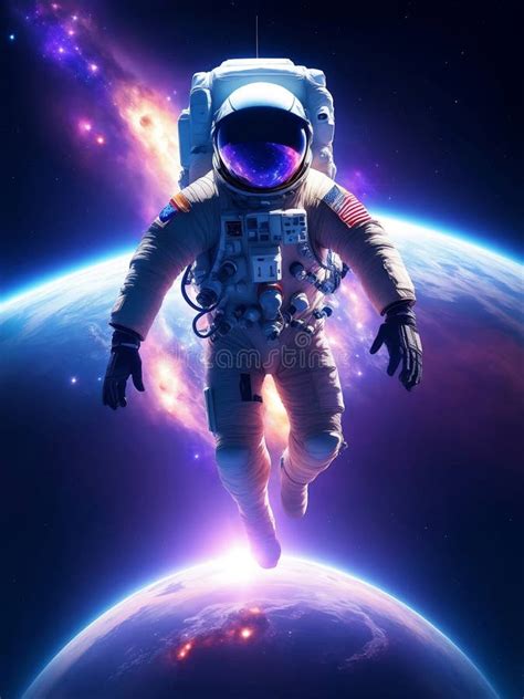 Full Body Astronaut In Outer Space Generative Ai Illustration Stock