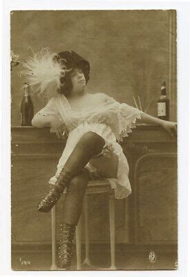 1910s French Risque Nude NEGLIGEE BAR FLY Lady Photo Postcard EBay