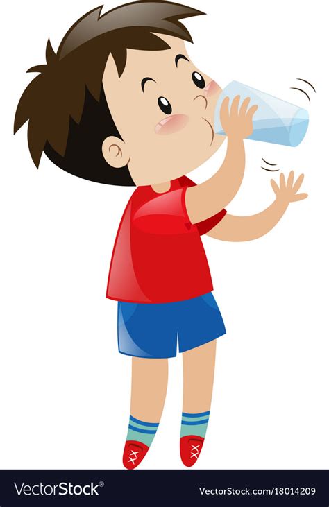 Boy Drinking Water From Glass Royalty Free Vector Image