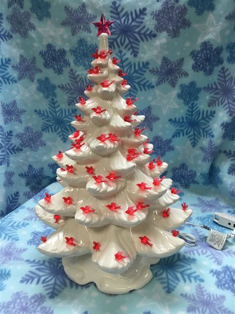 Ceramic Light Up Christmas Tree With Cardinals Cardinal Etsy