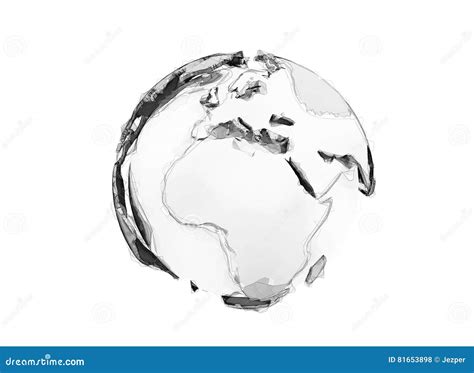 3d World Globe Digital Pencil Sketch Stock Illustration Illustration