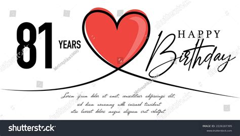 Happy 81st Birthday Card Vector Template Stock Vector Royalty Free