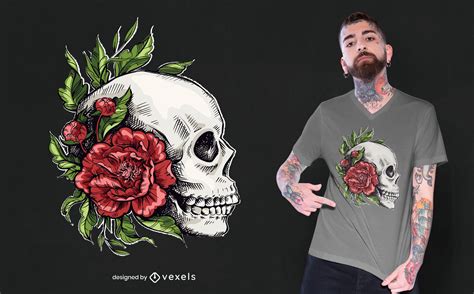 skull roses  shirt design vector