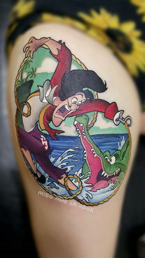 Disney Peter Pan Tattoo Captain Hook And Tick Tock Hook Tattoos Cute