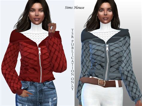 The Sims Resource Women S Jacket With A Zipper With A White Sweater
