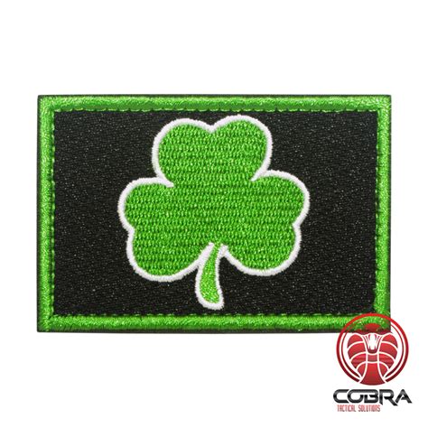 Irish Lucky Clover Green Black Patch écusson Brodé Velcro Military