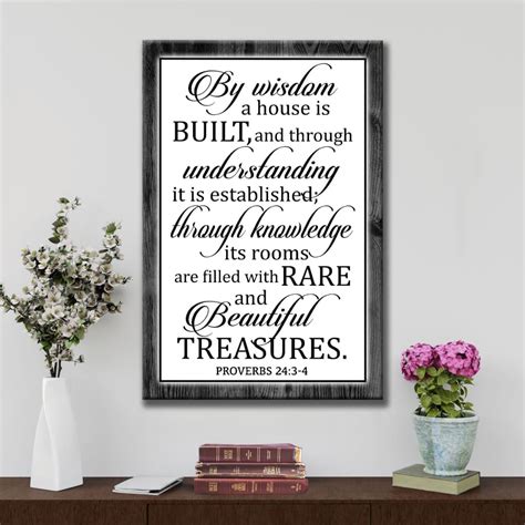 By Wisdom A House Is Built Wall Art Proverbs 243 4 Bible Verse Wall