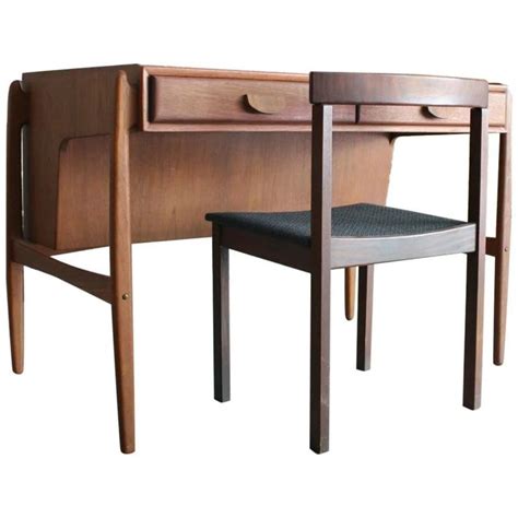 vintage danish teak desk with chair by svend madsen chairish modern executive desk teak