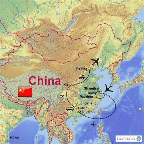 Stepmap Rundreise China Landkarte F R China