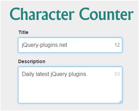 Character Counter for jQuery | jQuery Plugins