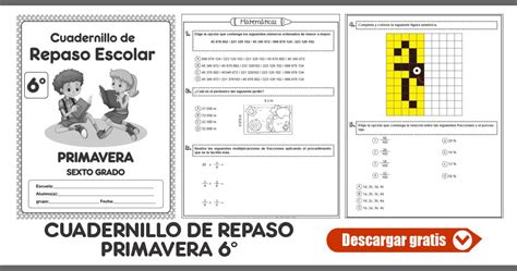 CUADERNILLO DE REPASO PRIMAVERA 6 Materiales Educativos