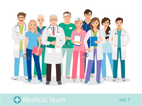 Hospital Team Isolated Doctor And Assistant Nurses And Medical