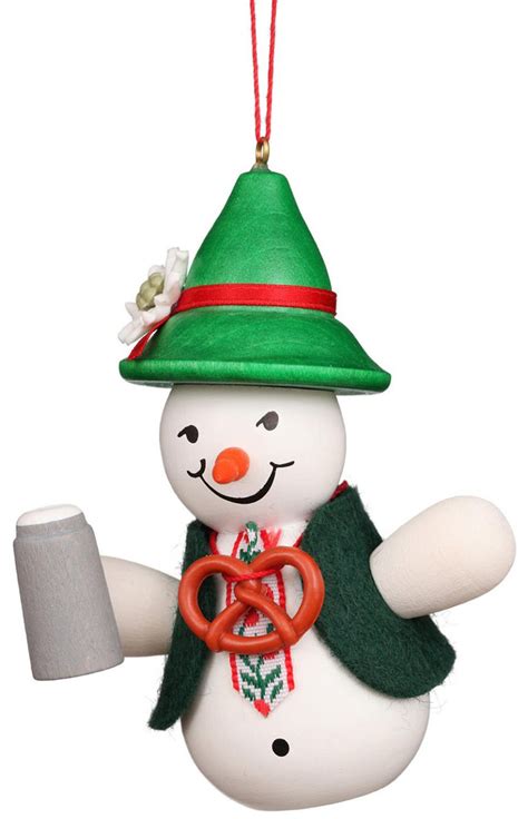 Wooden Christmas Ornaments Bavarian Snowman New