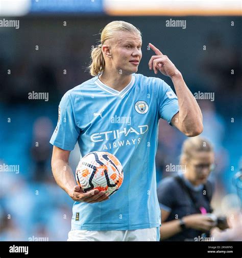 Erling Haaland 9 Of Manchester City Celebrate The Win During The