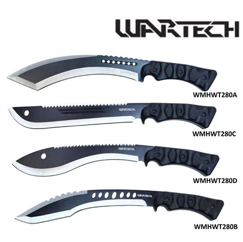 Wartech 16″ Black Tactical Machete With Curved Edge Giri Martial Arts