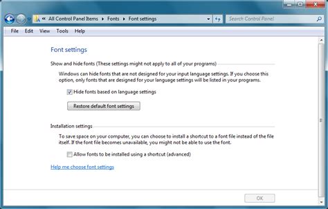 Confirm installation by opening your control panel. Why the Hide Fonts feature does not work in Windows 7