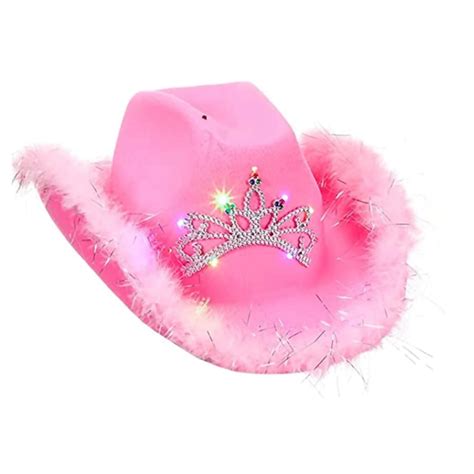 A Fun And Fashionable Brand White Cowgirl Hat Pink Sequin Star W Neck