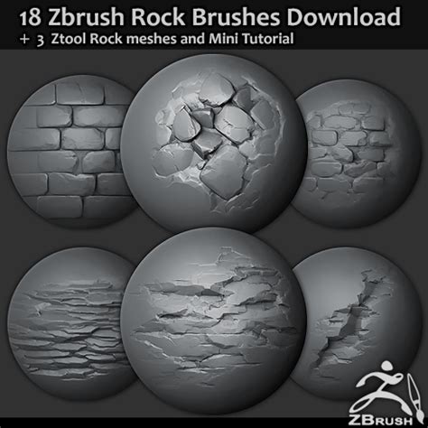 Zbrush Brushes - 18 Stylized rock brushes download - ZBrushCentral