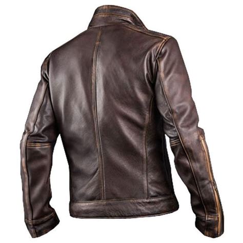 Cafe Leather Jacket Mens Cafe Racer Retro Motorcycle Leather Jacket