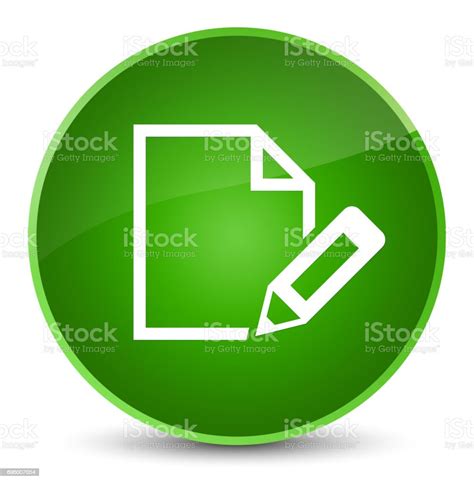 Edit Document Icon Elegant Green Round Button Stock Illustration