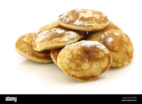 Freshly Baked Traditional Dutch Mini Pancakes Called Poffertjes With