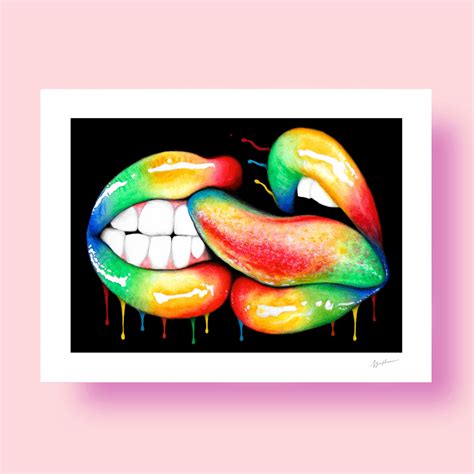 Licking Kiss Erotic Art GiclÉe Print Illustration Wall Art Etsy